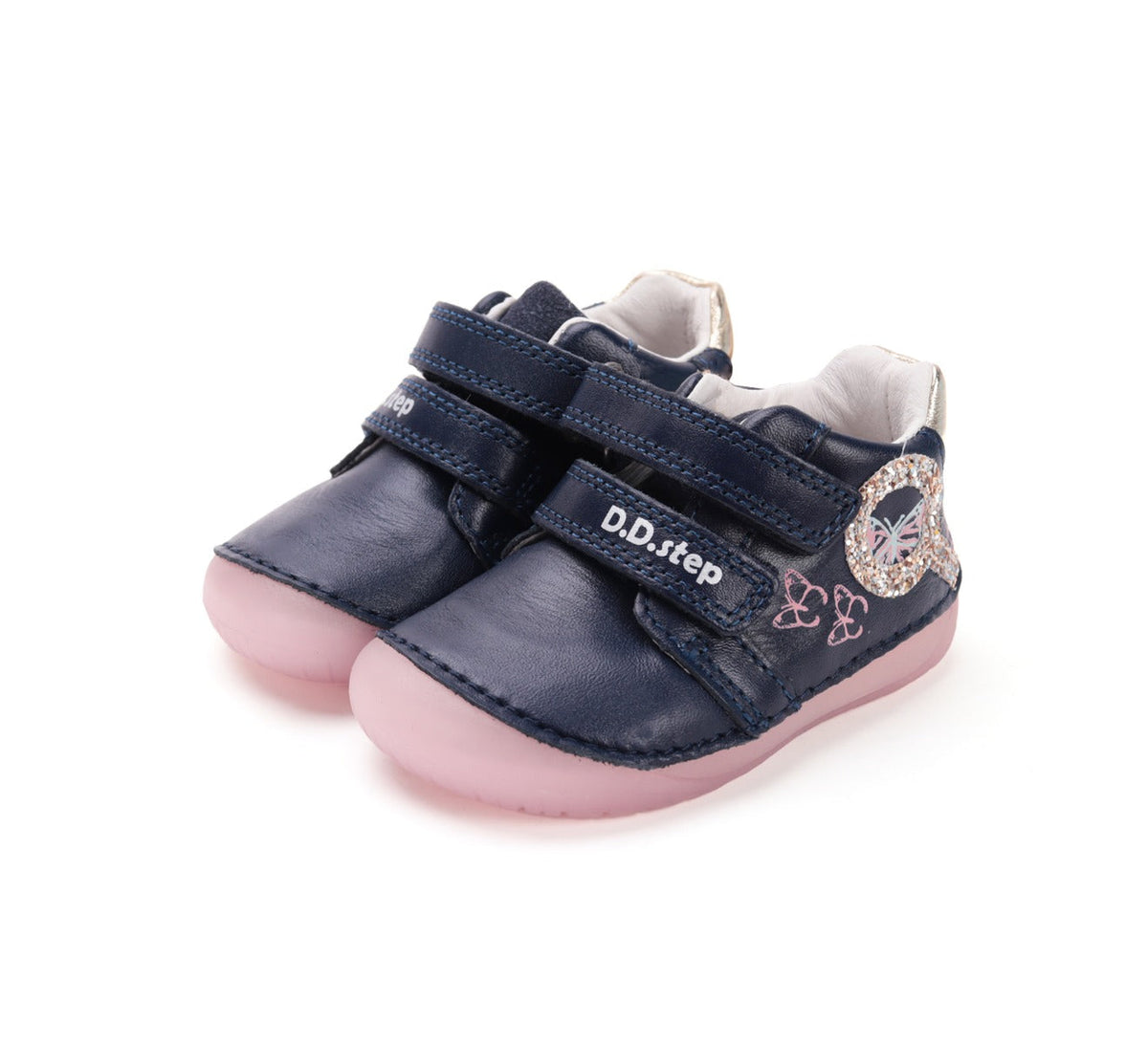 D.D.Step pantofi fete Barefoot cu talpa fluorescenta 20-25 Royal Blue cu fluturi Fő kép