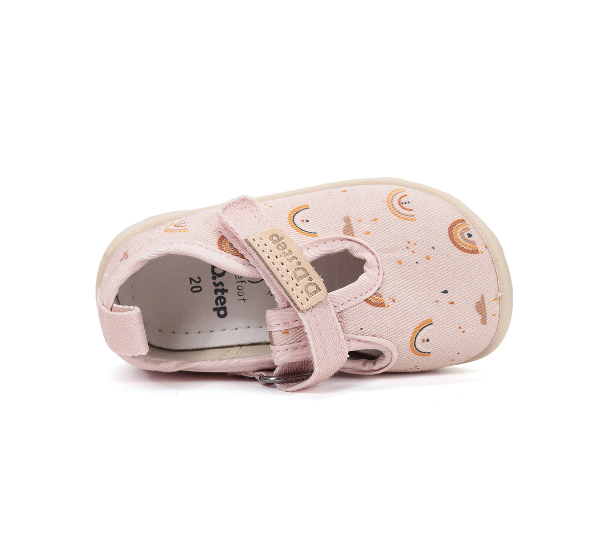 D.D.Step kislány vászon cipő Barefoot kivágott beltéri 20-31 Baby Pink szivárvány