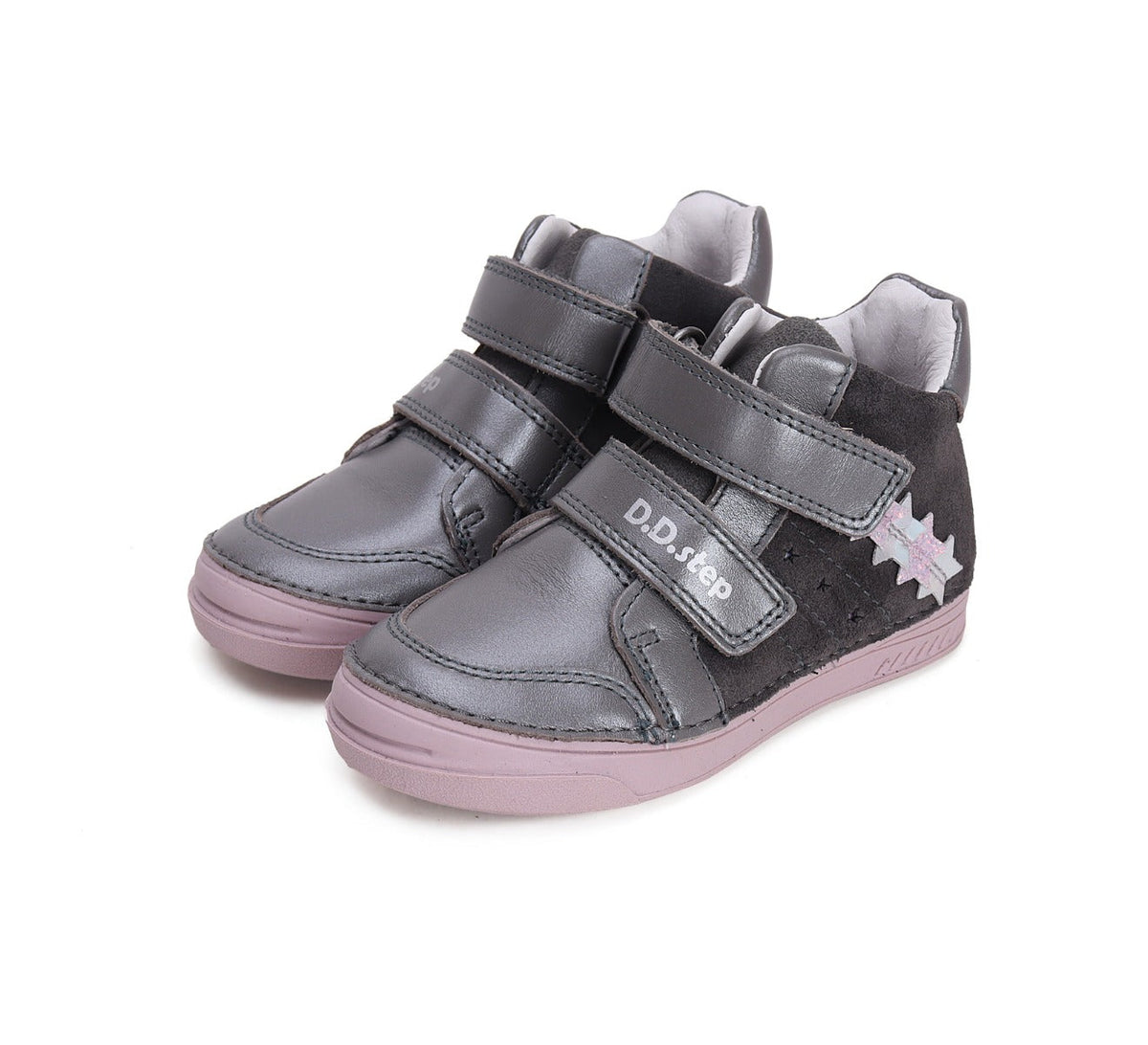 D.D.Step pantofi fete cu scai 25-30, Dark Grey cu stelute