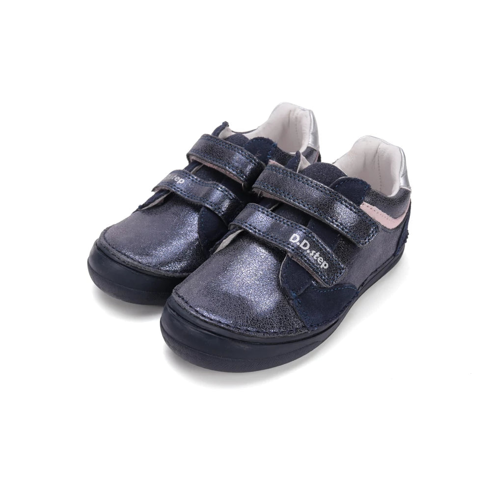 D.D.Step pantofi fete cu scai 32-37 Royal Blue cu dunga roz Fő kép