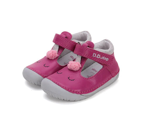 D.D.Step pantofi fete decupati Barefoot 20-25, Dark Pink unicorn Fő kép