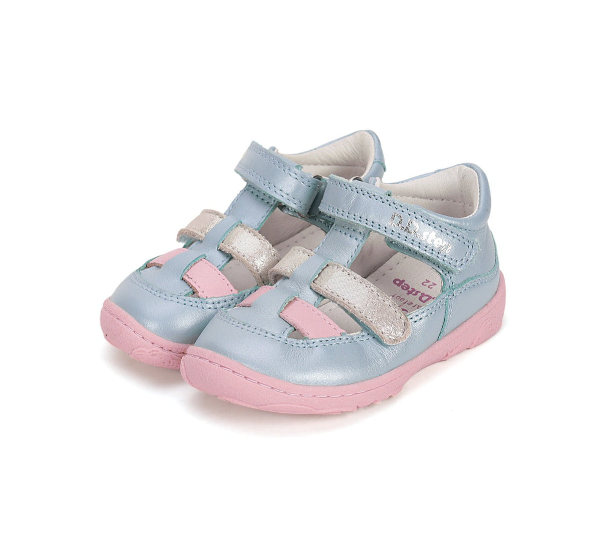 D.D.Step pantofi fete decupati Barefoot 20-25 Sky Blue cu roz Fő kép