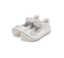 D.D.Step pantofi fete decupati Barefoot 26-31 Silver cu floricele