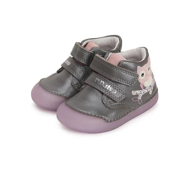 D.D.Step pantofi fete fluorescenti Primii Pasi 20-25 Dark Grey cu bufnita Fő kép