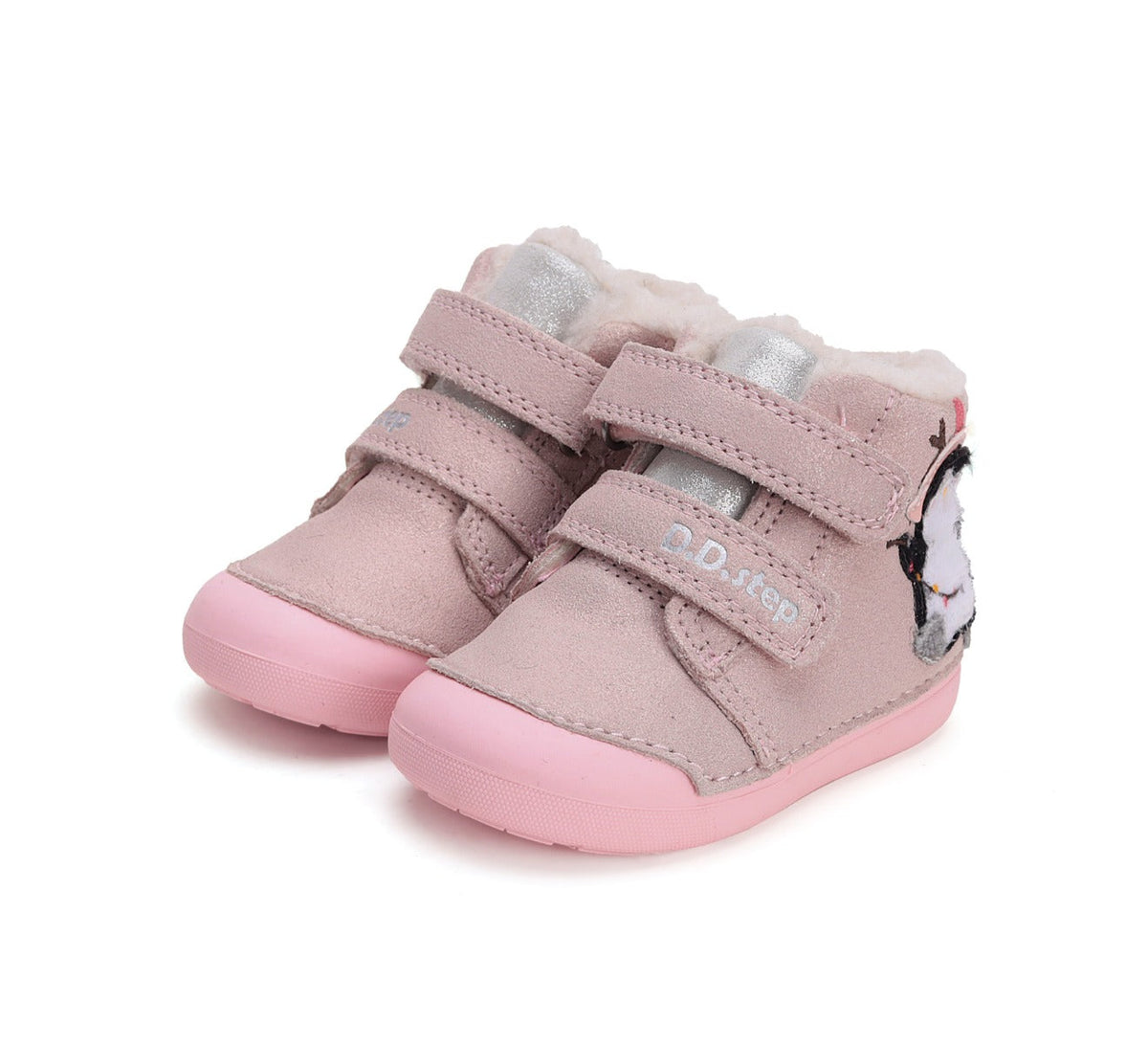 D.D.Step pantofi fete imblanite Primii Pasi 20-25 Pink cu pinguin Fő kép