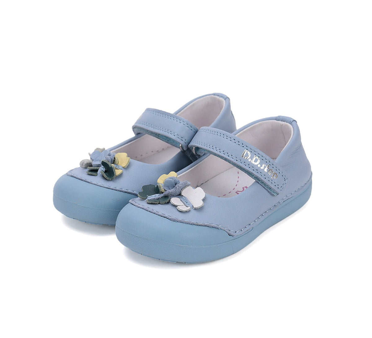 D.D.Step pantofi fete Primii pasi decupati 20-25 Sky Blue cu floricele Fő kép