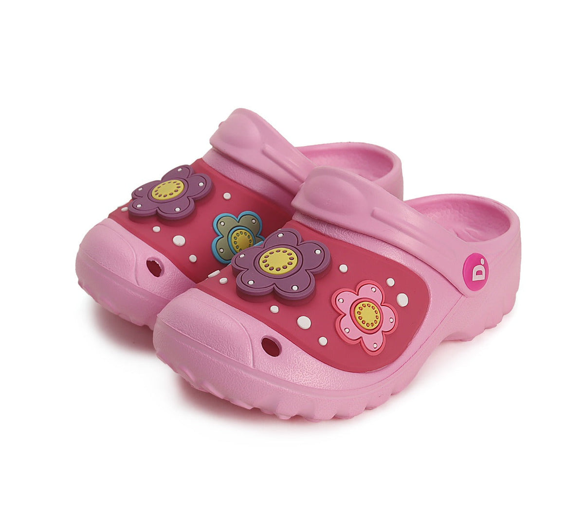 D.D.Step papuci fete din cauciuc cu LED 26-31, Pink Floricele Fő kép