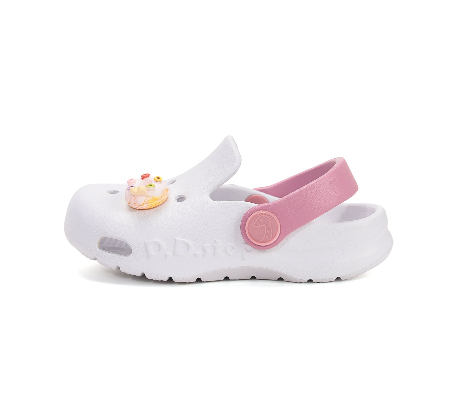 D.D.Step lány gumis papucs klumpa fazonú 22-33 White, fánkkal Másodlagos kép
