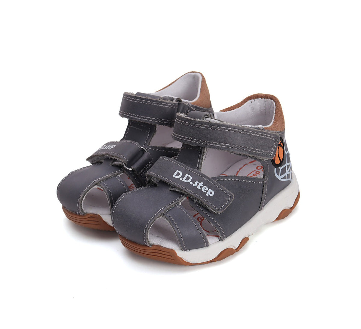 D.D.Step sandale baieti 26-31 Dark Grey cu minge baschet