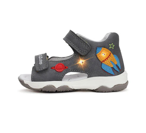 D.D.Step sandale baieti cu LED 26-31 Dark Grey cu naveta