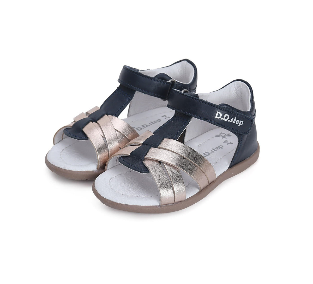 D.D.Step sandale fete 19-24, Royal Blue cu roz gold Fő kép