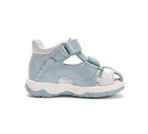 D.D.Step sandale fete 19-24 Sky Blue cu floaricele argintii