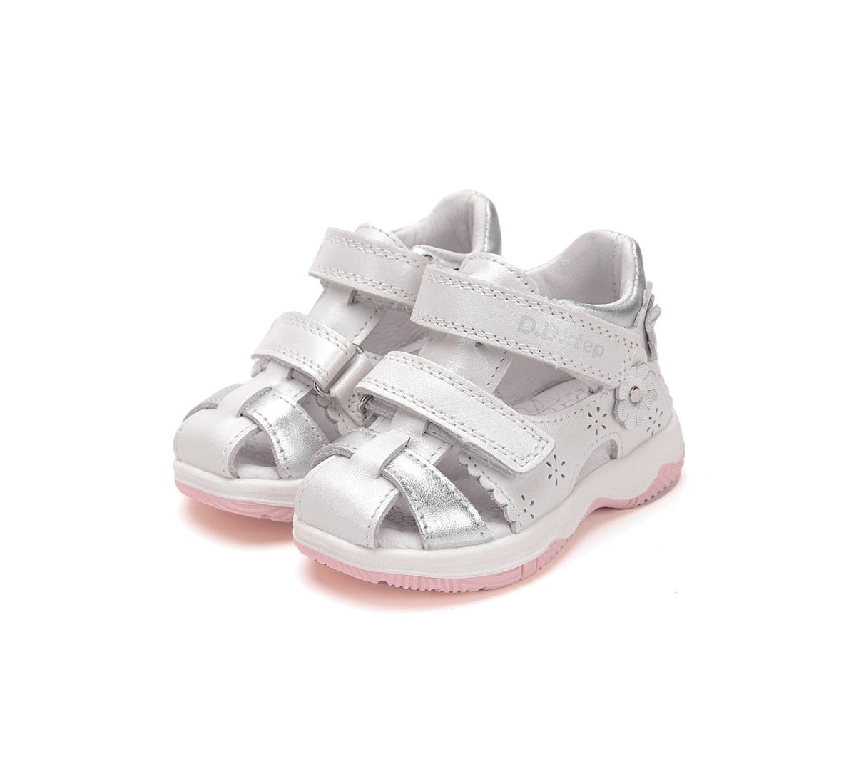 D.D.Step sandale fete 19-24 White cu floaricele argintii Fő kép