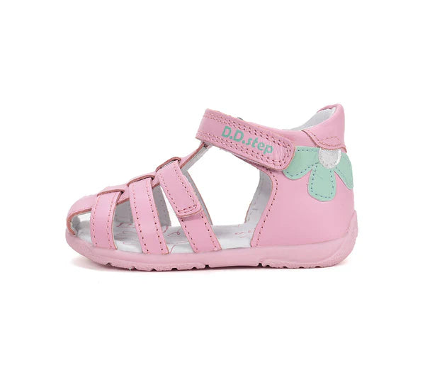 D.D.Step kislány szandál bőr 20-25 Daisy Pink virággal