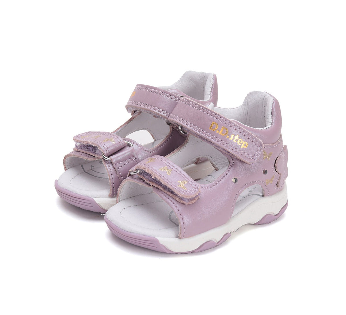 D.D.Step sandale fetite cu LED 26-31 Mauve cu fluturasi