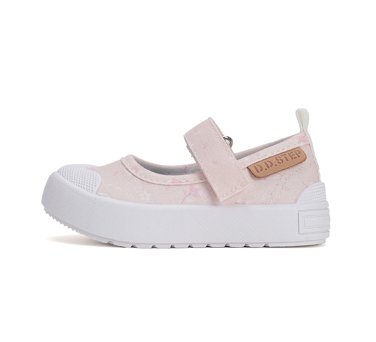D.D.Step kivágott vászoncipő lányoknak 20-25 Baby Pink virágokkal Másodlagos kép
