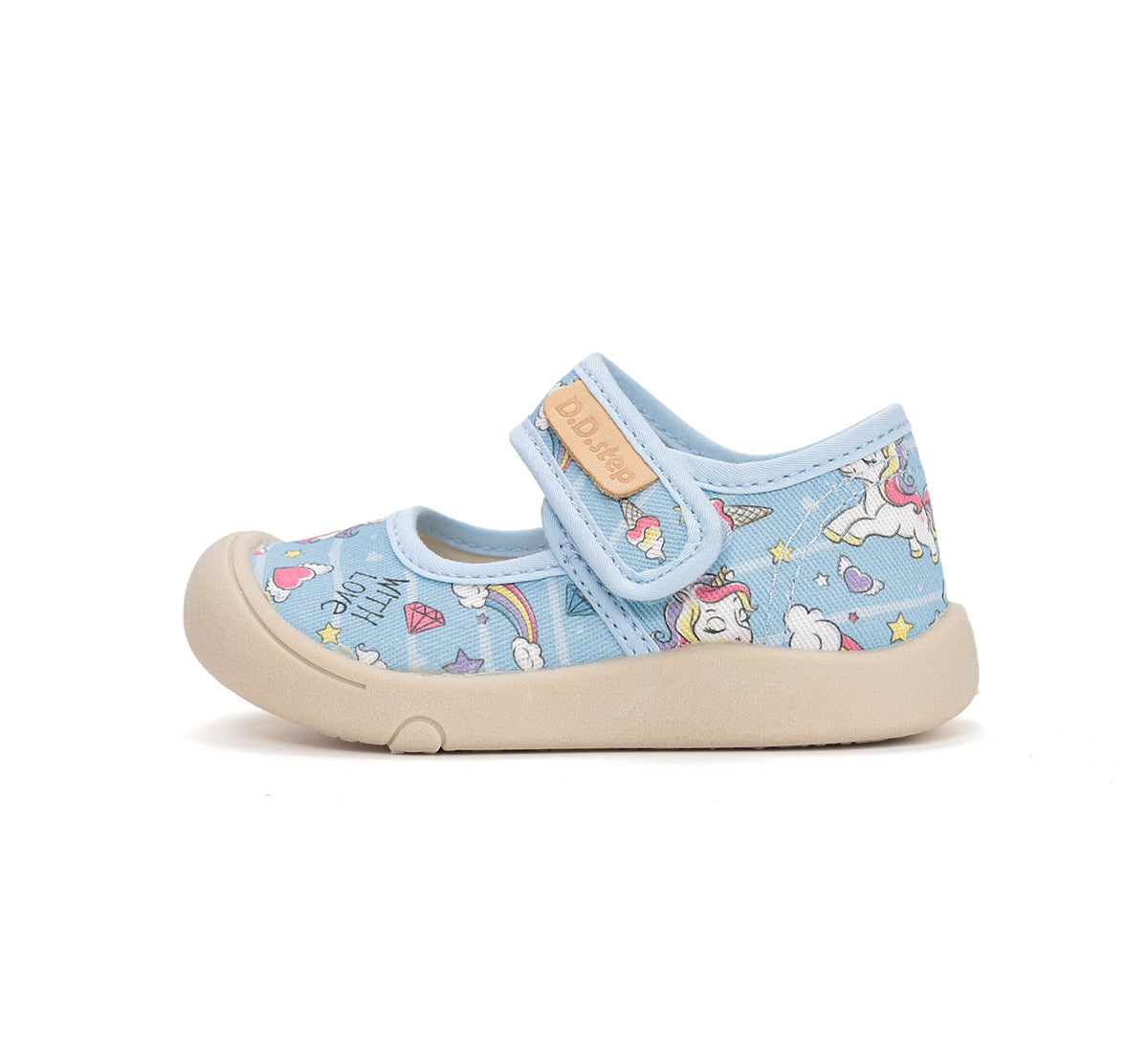 D.D.Step kivágott vászon tornacipő lányoknak 22-33 Oceanic Unicorn