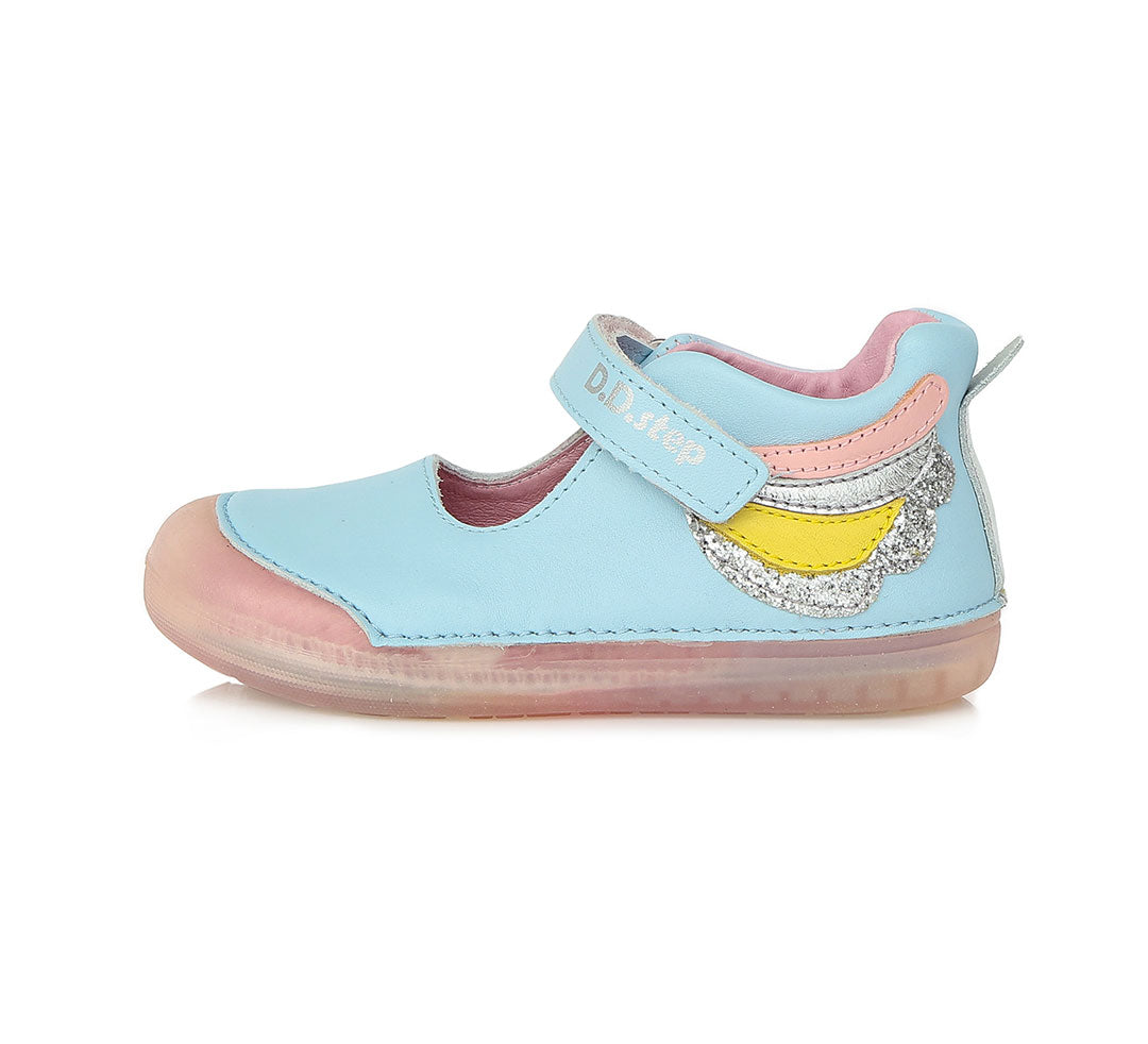 D.D.Step pantofi fete decupati Primii Pasi 20-25, Sky Blue 01