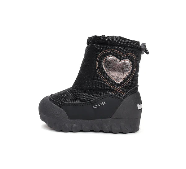 D.D.Step Aqua-Tex bélelt lányka csizma 22-27 fekete, szív mintával Másodlagos kép