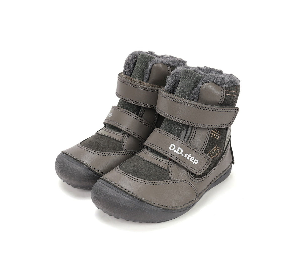 D.D.Step ghete baieti Barefoot captusite cu talpa fluorescenta 25-30 Khaki cu unelte Fő kép