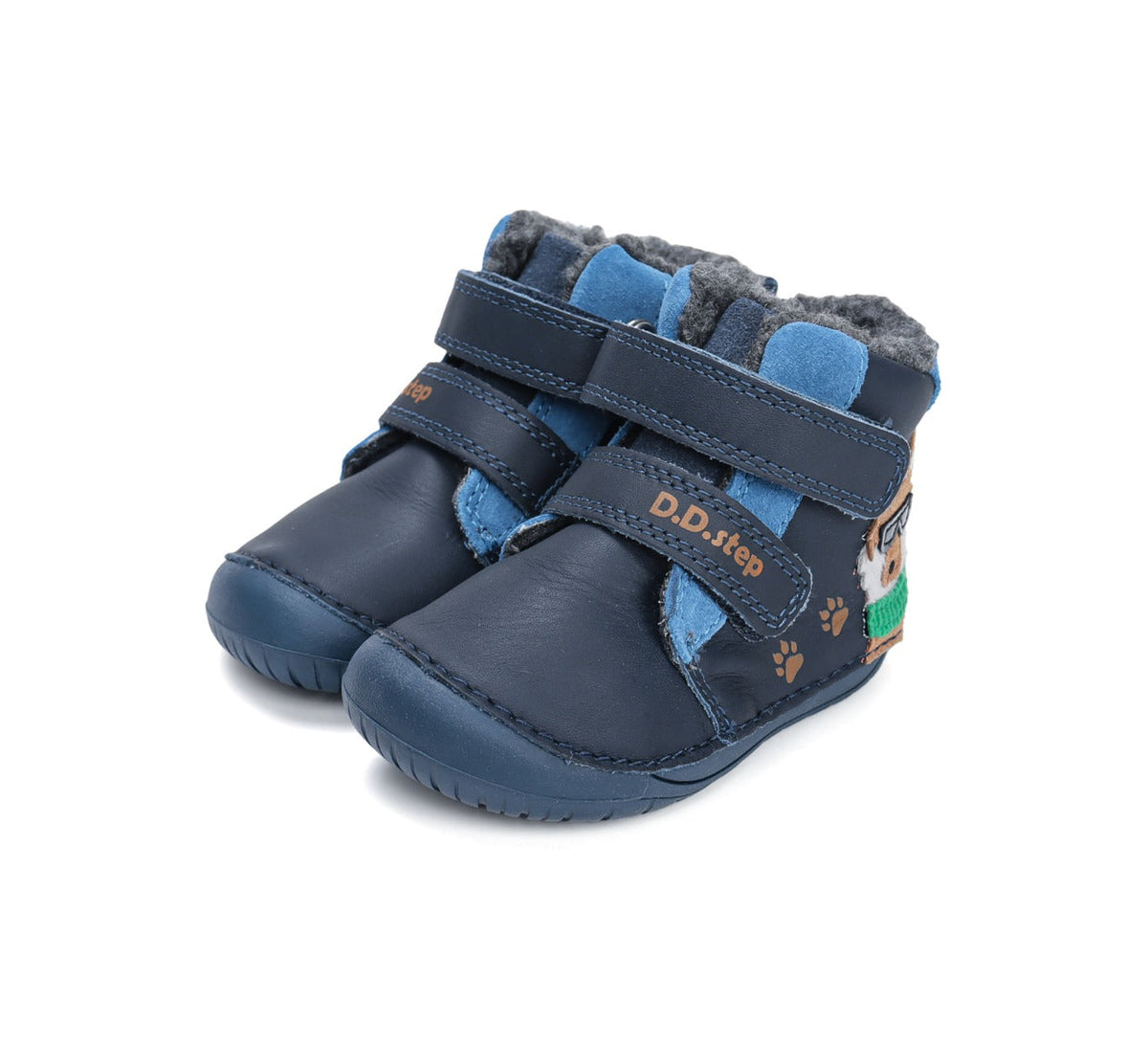 D.D.Step ghete baieti Barefoot imblanite 20-25 Royal Blue cu catel Fő kép