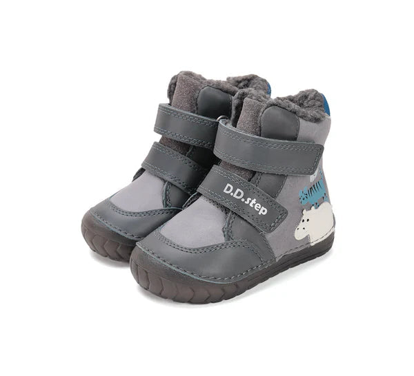 D.D.Step ghete baieti imblanite cu talpa fluorescenta 19-24 Dark Grey Wild Animals Fő kép