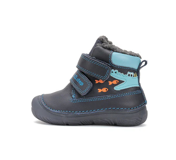 D.D.Step fiú bundás csizma, fluoreszkáló talppal 26-31 Royal Blue krokodilokkal és halakkal Másodlagos kép