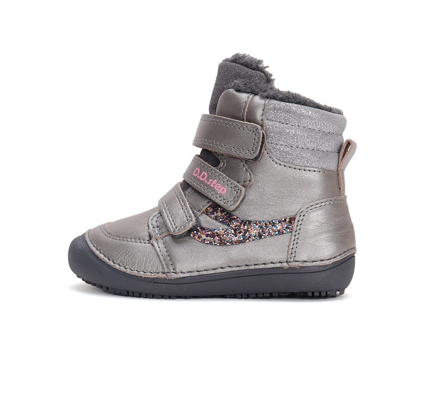 D.D.Step lány csizma Barefoot bélelt 26-31 sötétszürke flitterekkel Másodlagos kép