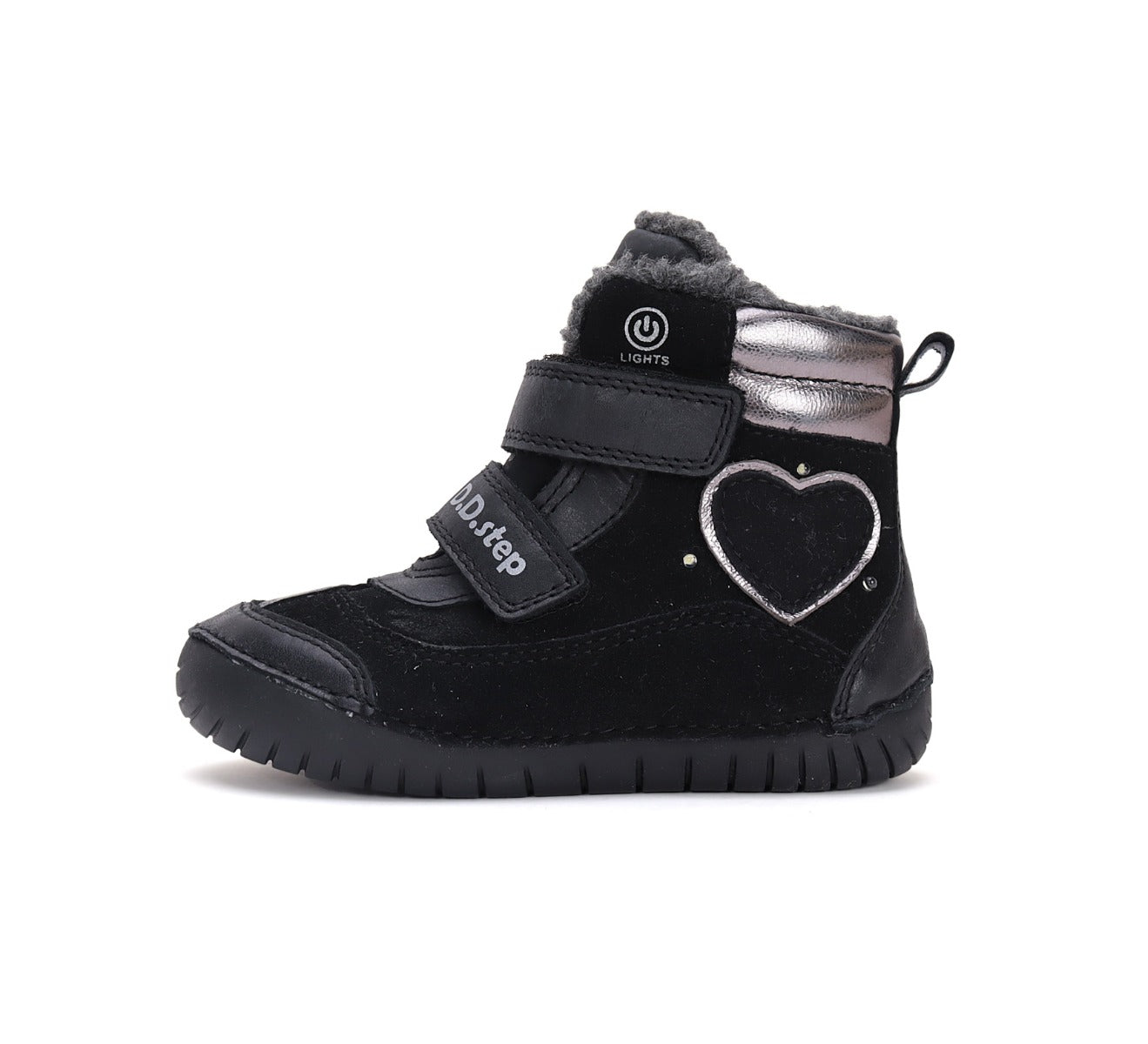 D.D.Step LED-es bélelt lányka csizma 25-30 Fekete szívvel Másodlagos kép