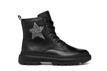 Geox bocanci fete 36-37 Black /Dark Silver cu stea