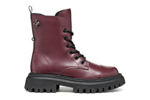 Geox bocanci fete cu siret si fermoar 31-35 Dark Burgundy