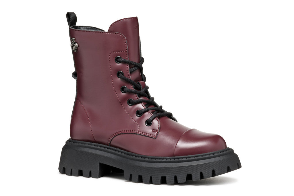 Geox lány bakancs, fűzős és cipzáras, 36-37-es, Dark Burgundy Másodlagos kép