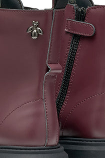 Geox bocanci fete cu siret si fermoar 36-37 Dark Burgundy