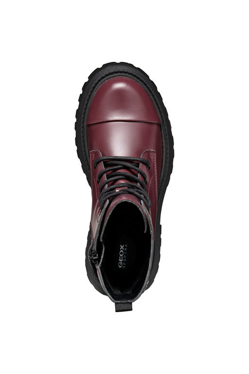 Geox bocanci fete cu siret si fermoar 31-35 Dark Burgundy