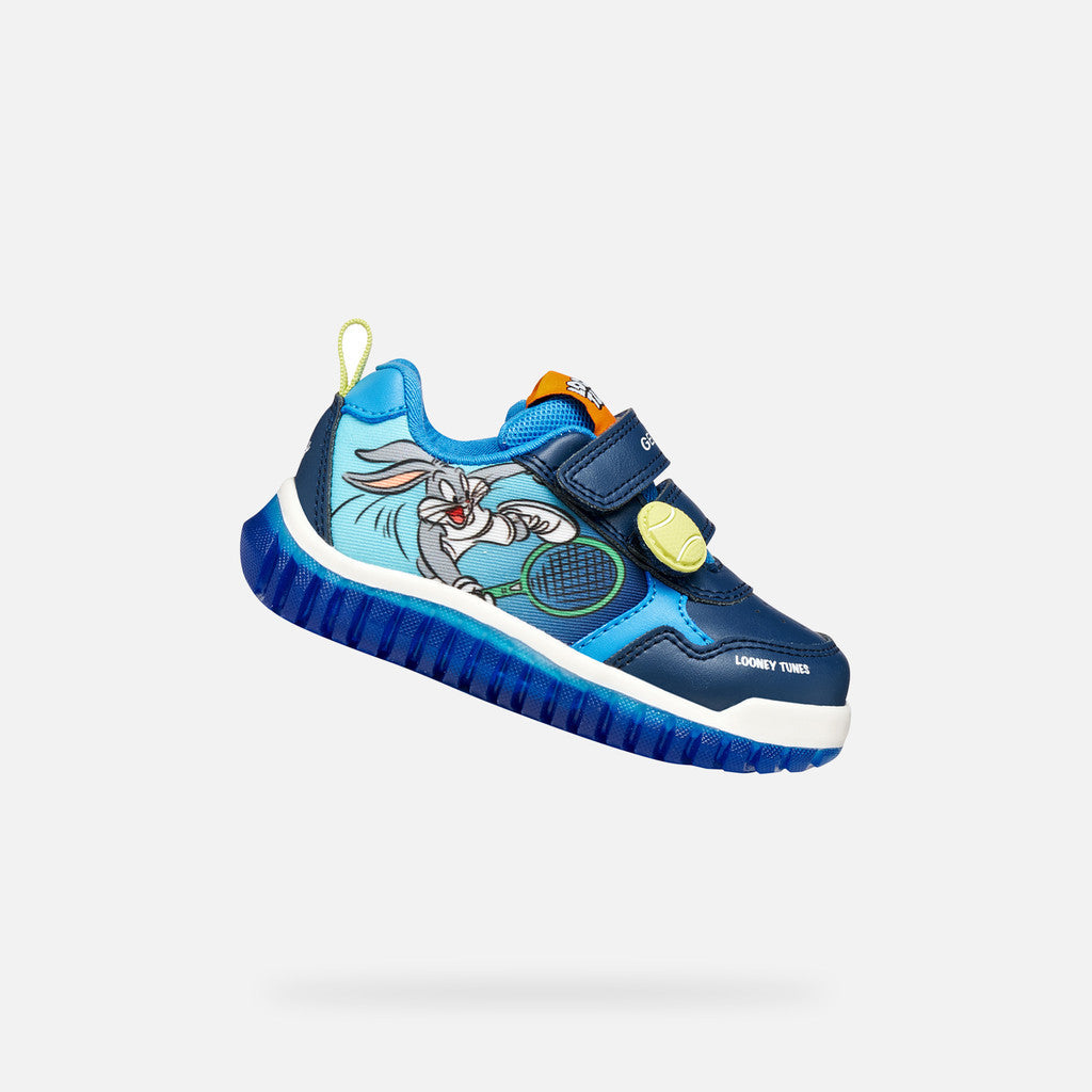 Geox fiú sportcipő LED Lightyloo 21-27 Navy/Azure Bugs Bunny mintával