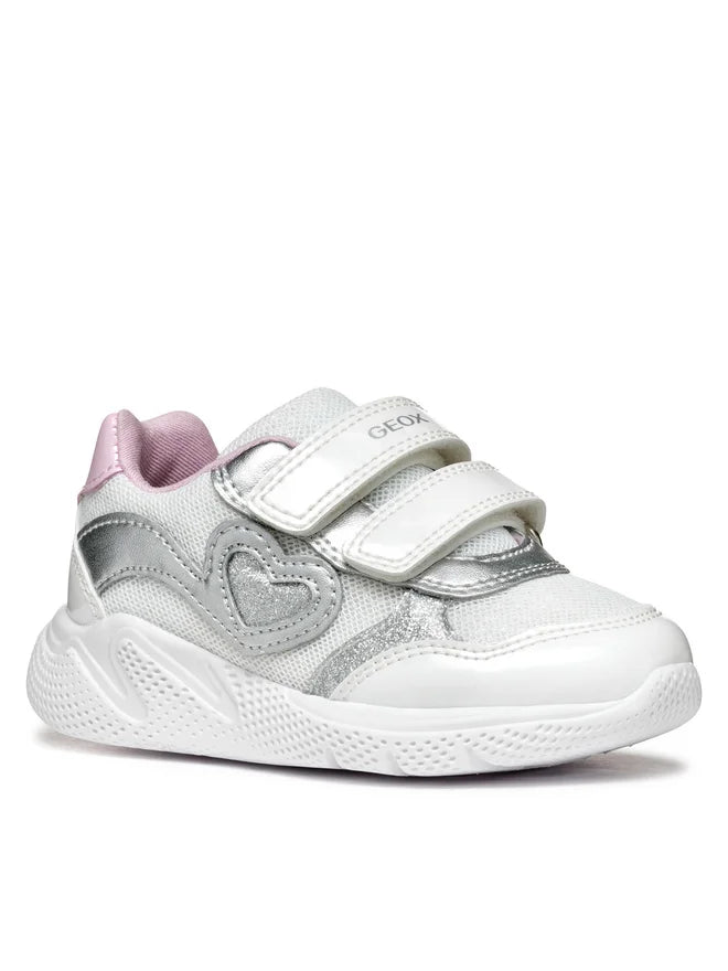 Geox pantofi fete sport Spintye 24-27 White/Silver cu inimioara Fő kép