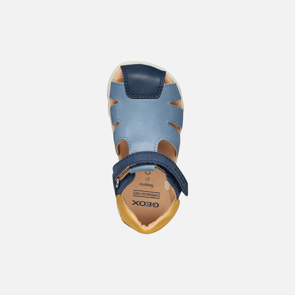 Geox Barefoot Steppieup Baby szandál fiúknak, 20-27-es méret, tengerkék/okkersárga