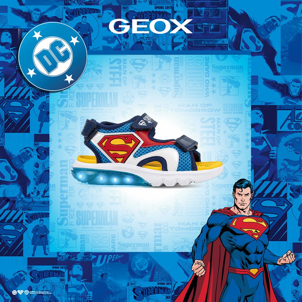 Geox Ciberdron fiú LED szandál 26-34 Superman világoskék/piros