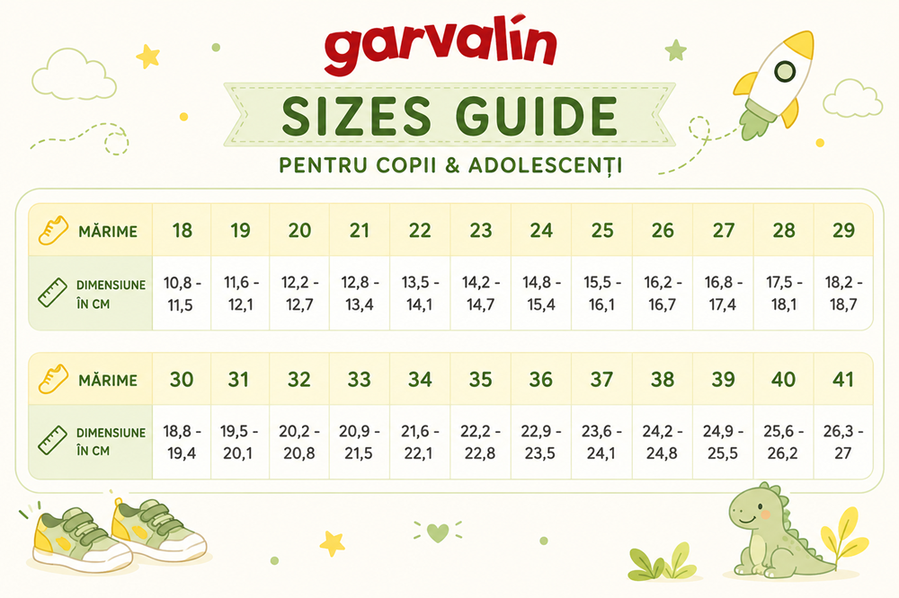 Ghid de mărimi Garvalin Biomecanics lány LED-es cipő 22-34 Matt Rózsaszín Bluey