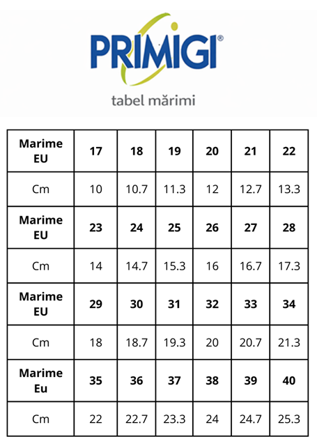 Ghid de mărimi Primigi fiú szandál 25-36 Sötét bézs