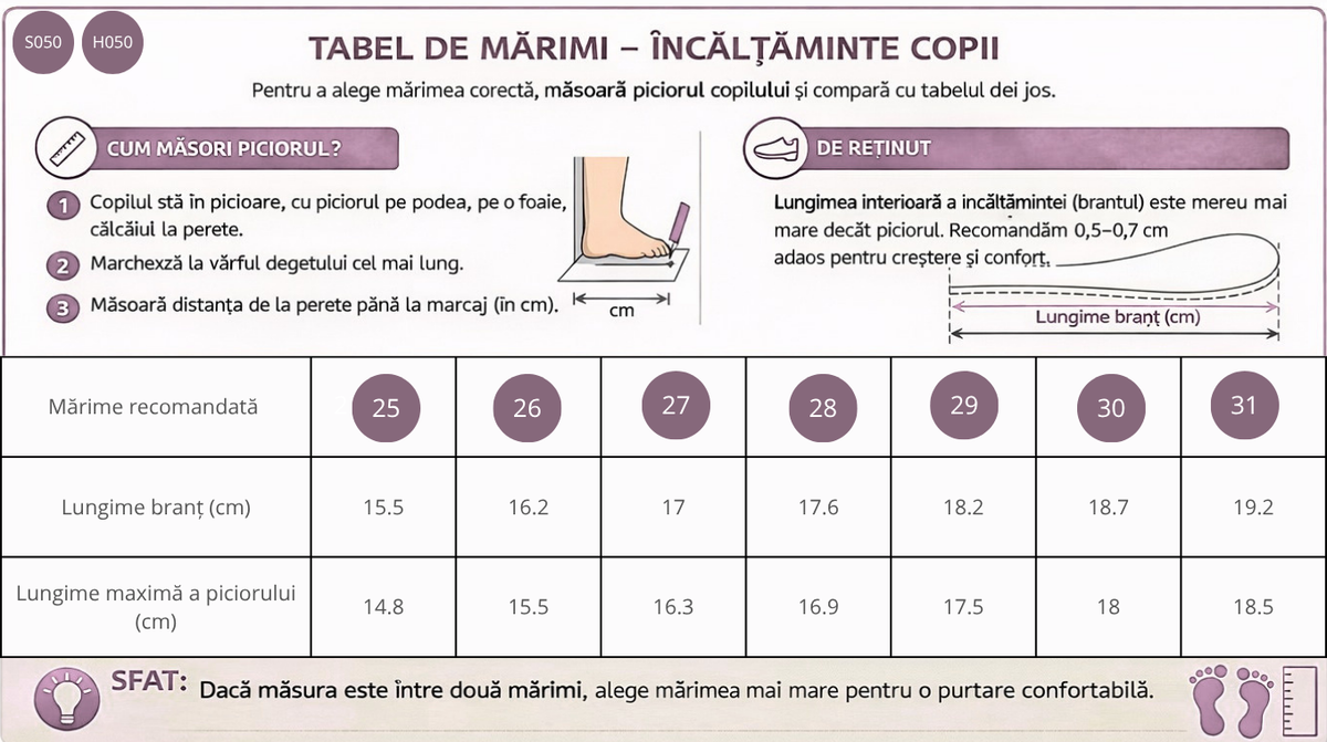 Ghid de mărimi D.D.Step fiú cipő kivágott 26-31 Krém