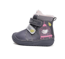 D.D.Step ghete fete imblanite 26-31 Dark Grey cu pasare in colivie