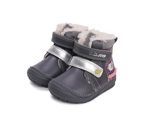 D.D.Step ghete fete imblanite 26-31 Dark Grey cu pasare in colivie