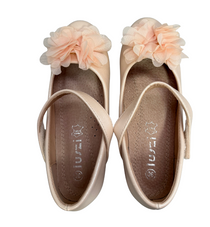 Luszi balerina lány cipő pánttal és virágokkal 30-36 Pink
