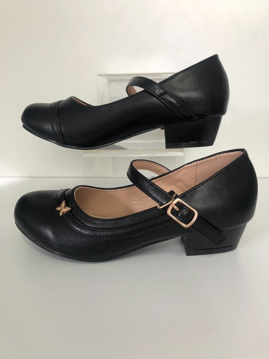 Luszi pantofi fetite cu toc 30-36 Black cu fluturas Fő kép
