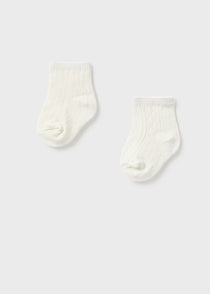 Mayoral 2 perechi de sosete baieti cu bumbac 0-18 luni, Off-white