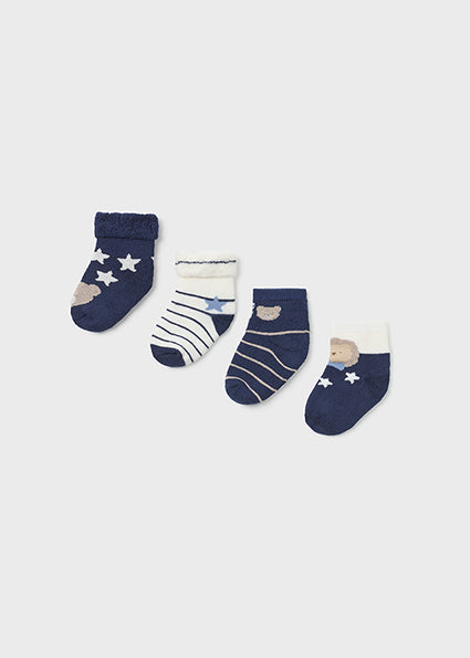 Mayoral 4 perechi de sosete baieti cu bumbac 0-18 luni, Navy blue Fő kép