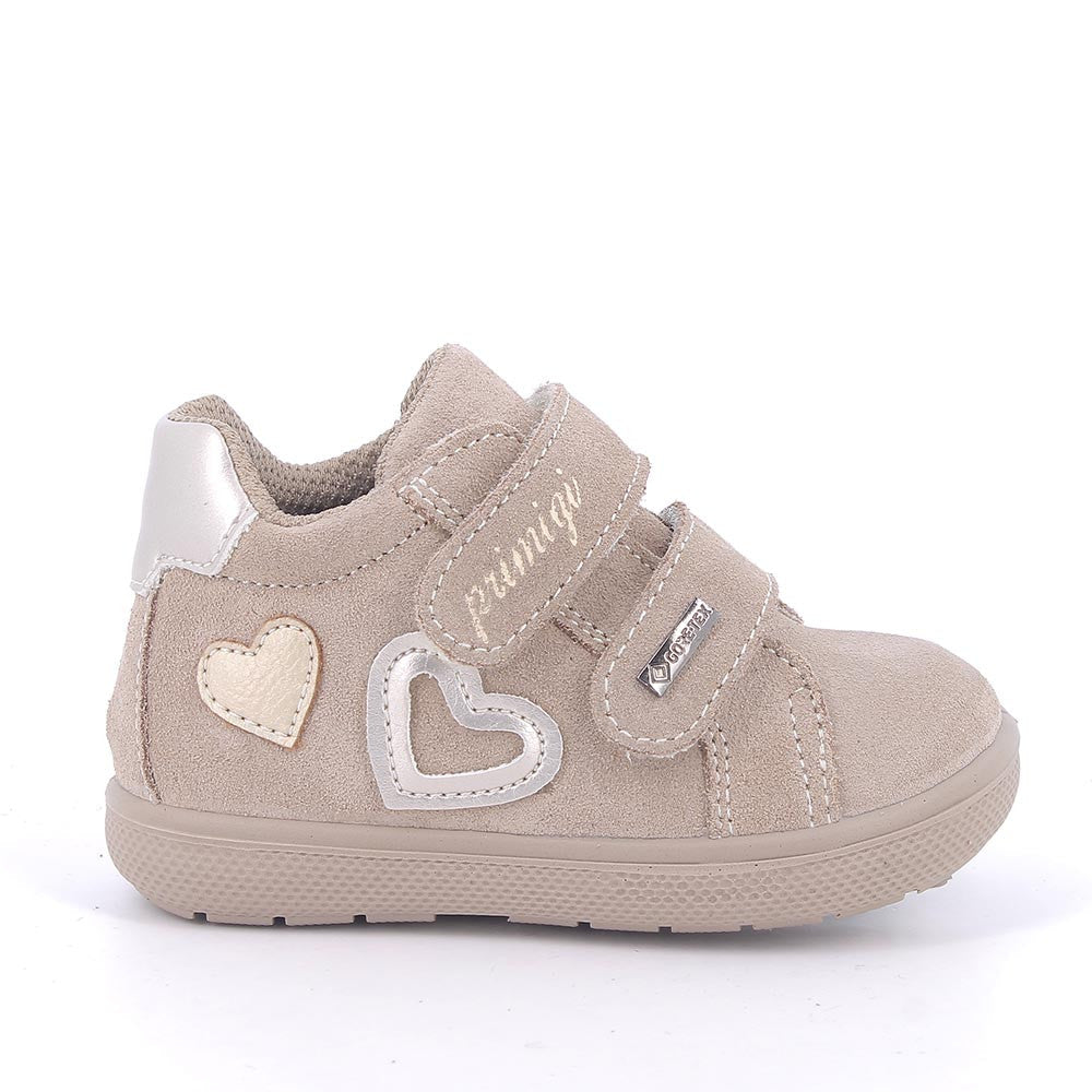 Primigi pantofi fetite GORE-TEX 25-29 Scamosciati Biscotto Beige cu inimioare