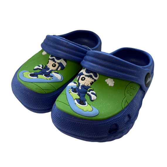 Szuper menő fiú papucs klumpa típusú, 19-23-as, Royal Blue színű, szörföző fiúval