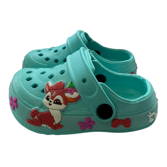 Super Cool papucs lányoknak, klumpa típusú 24-35 Aqua, rókás Másodlagos kép